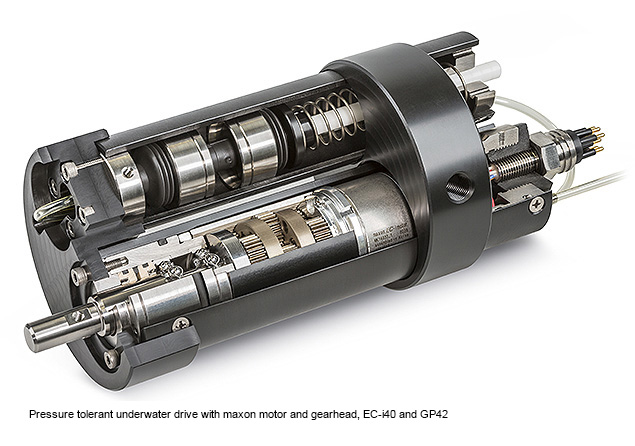 Pressure tolerant underwater drive with maxon motor and gearhead, EC-i40 and GP42